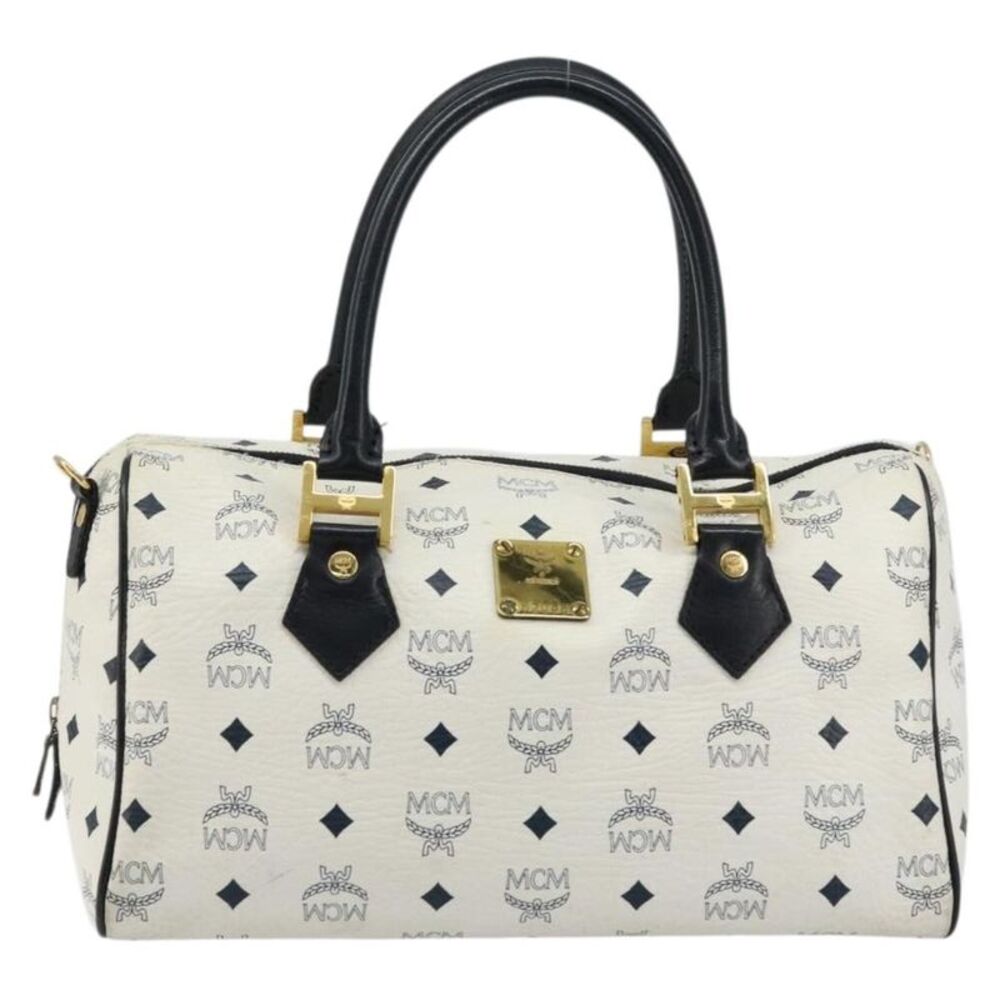 MCM Visetos Logogramme Leather White Leather Handbag